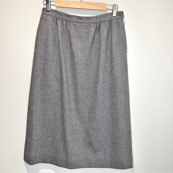 Vintage Pendleton Gray Virgin Wool Midi Skirt - 10 - Picture 1 of 7